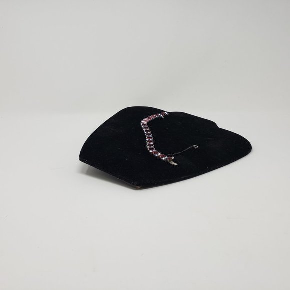 Signed Ruby Red Lucite & Austrian Crystal Bracelet - Picture 2 of 9